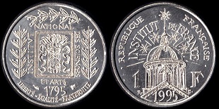 1 franc 1995 Institut de France, cotation